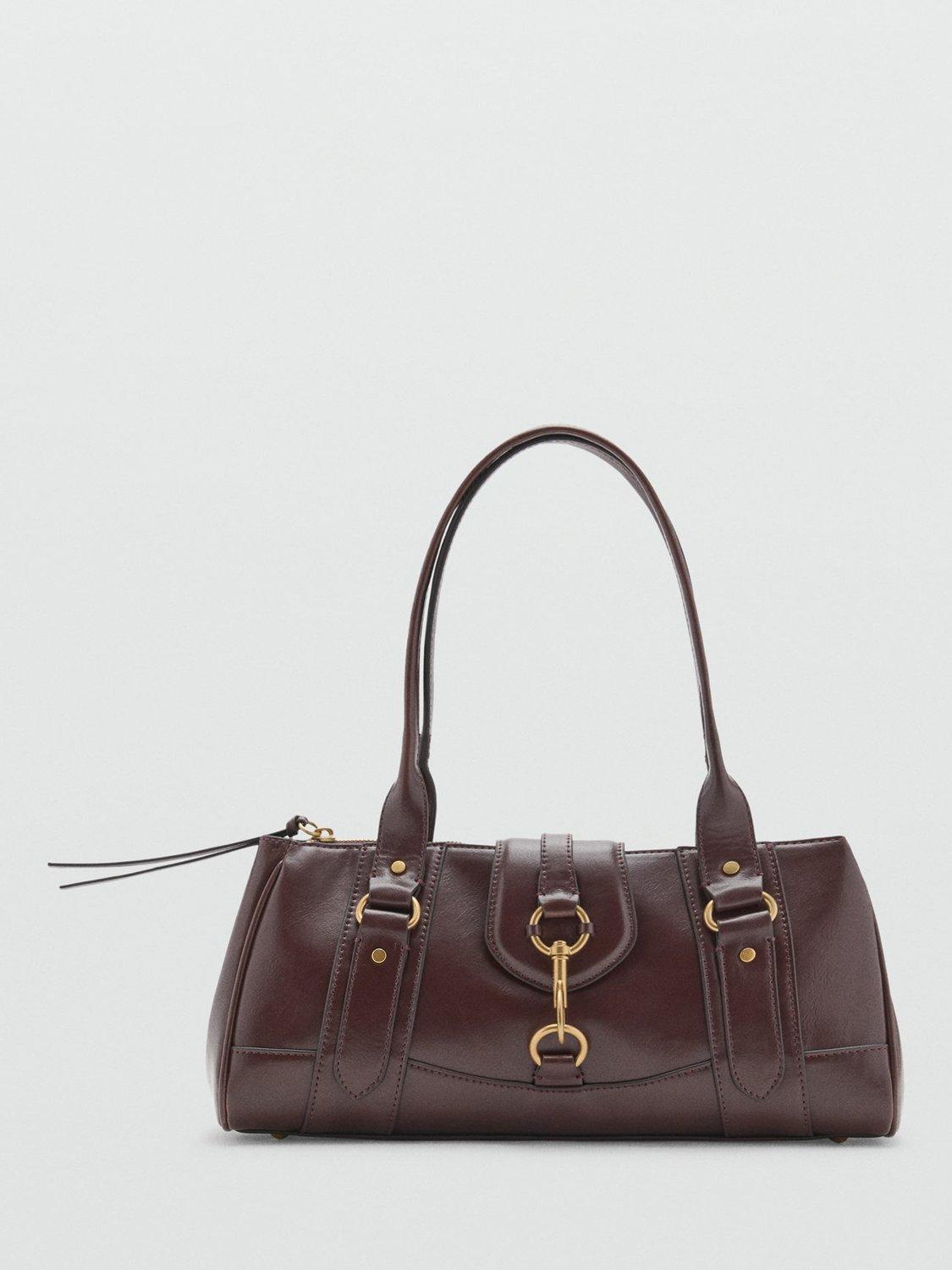 Product image 1 of 4, which shows Mango Amazona Shoulder Bag, Dark Brown