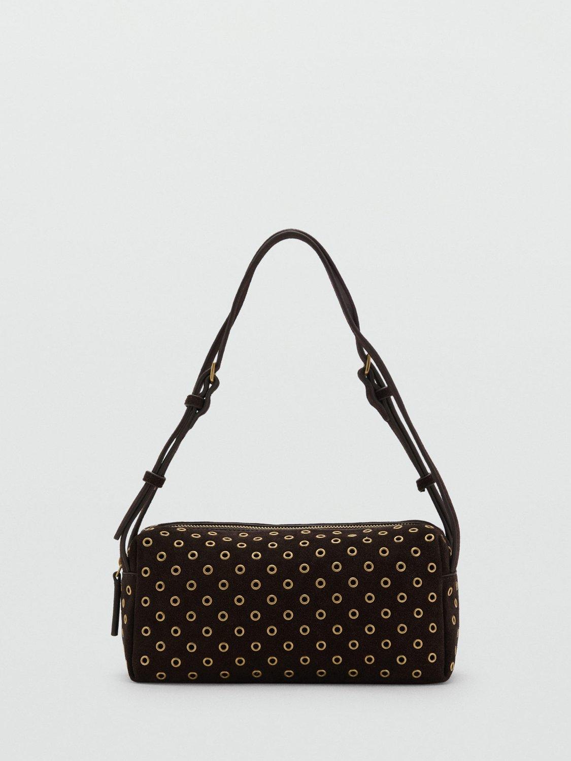 Product image 1 of 5, which shows Mango Belinda Embellished Shoulder Bag, Dark Brown