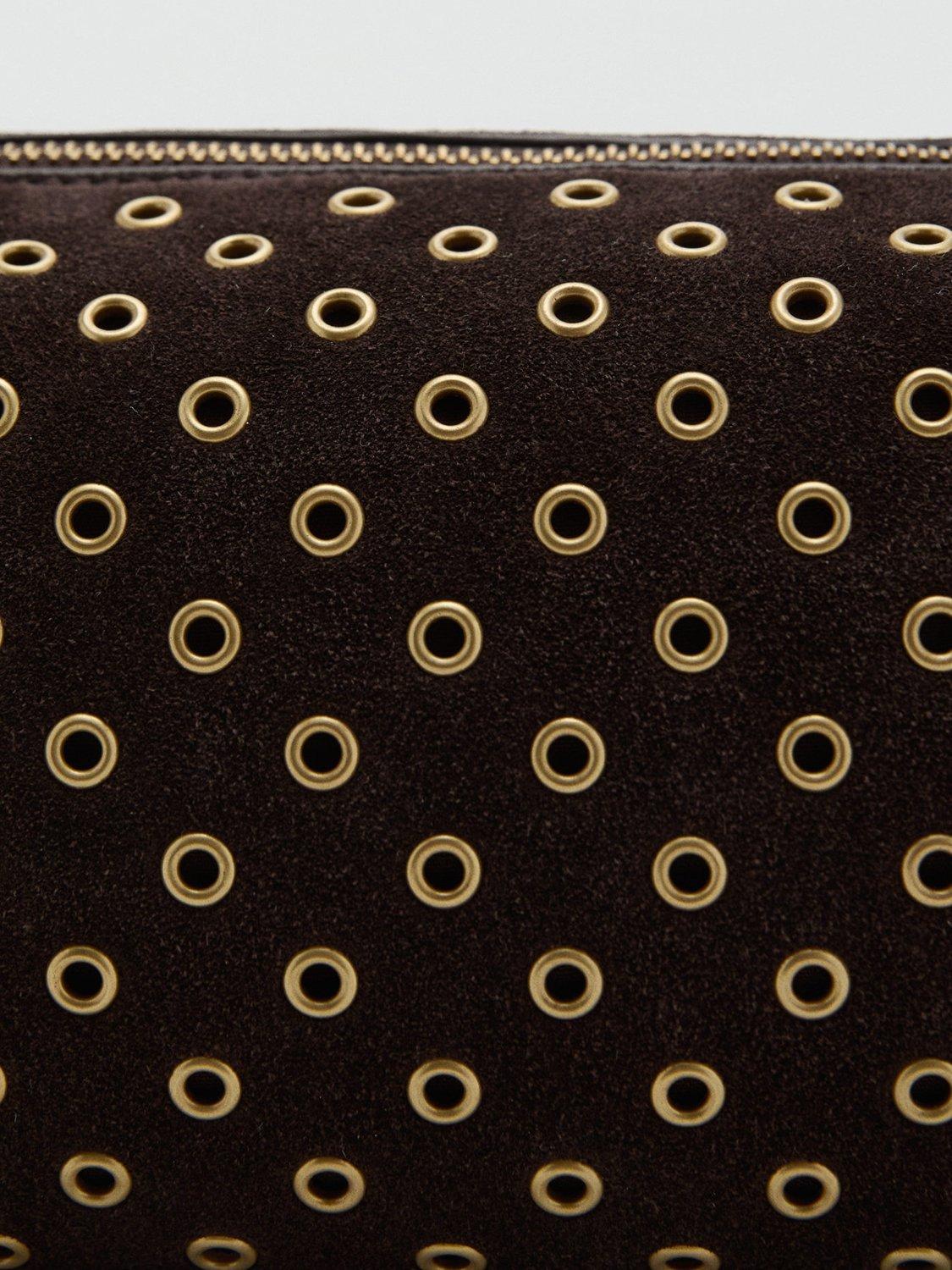 Product image 4 of 5, which shows Mango Belinda Embellished Shoulder Bag, Dark Brown
