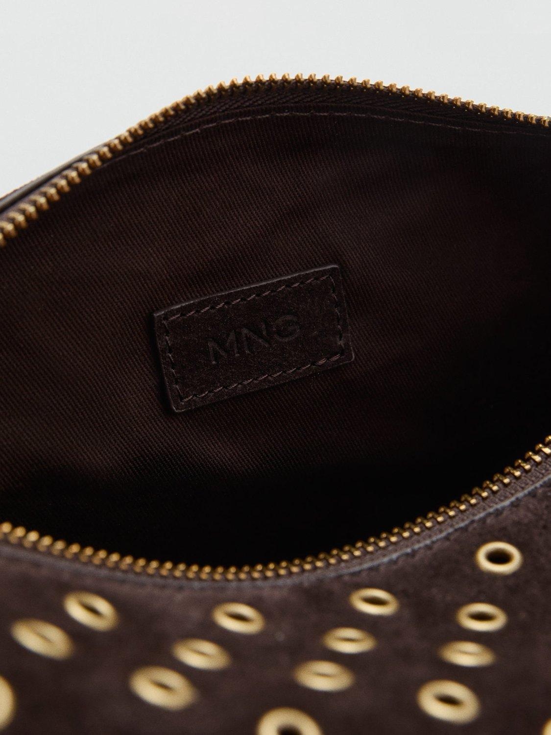 Product image 5 of 5, which shows Mango Belinda Embellished Shoulder Bag, Dark Brown