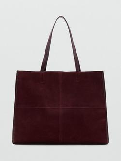 Mango Suede Tote Bag, Dark Red, Dark Red
