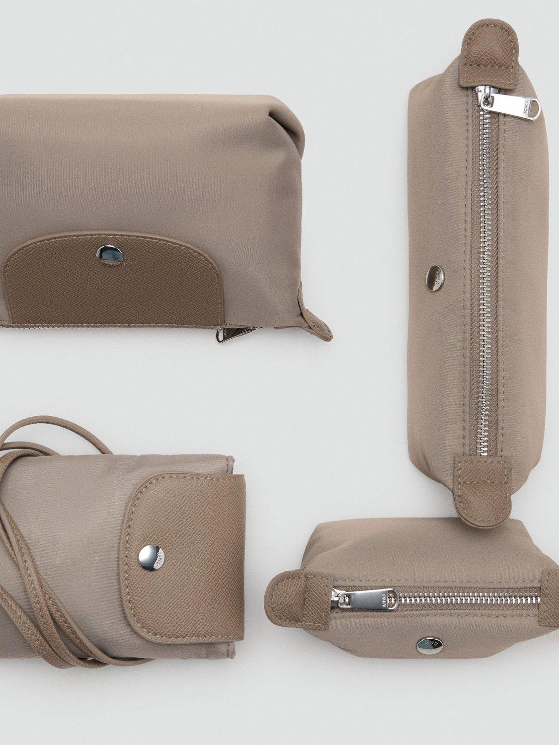 Mango Nanda Zipped Pouch Bag, Lt Pastel Brown