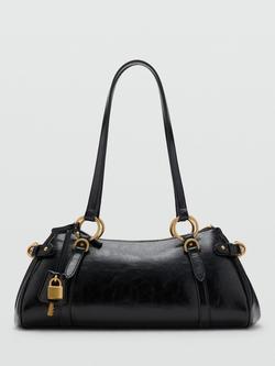Mango Manu Faux Leather Retro Bag, Black, Black