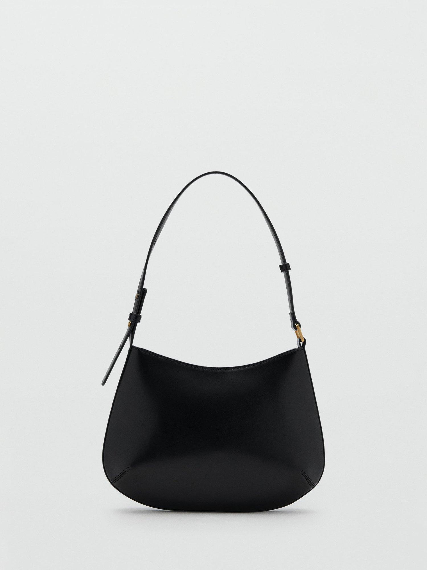 Product image 1 of 6, which shows Mango Romeo Faux Leather Small Shoulder Bag, Black