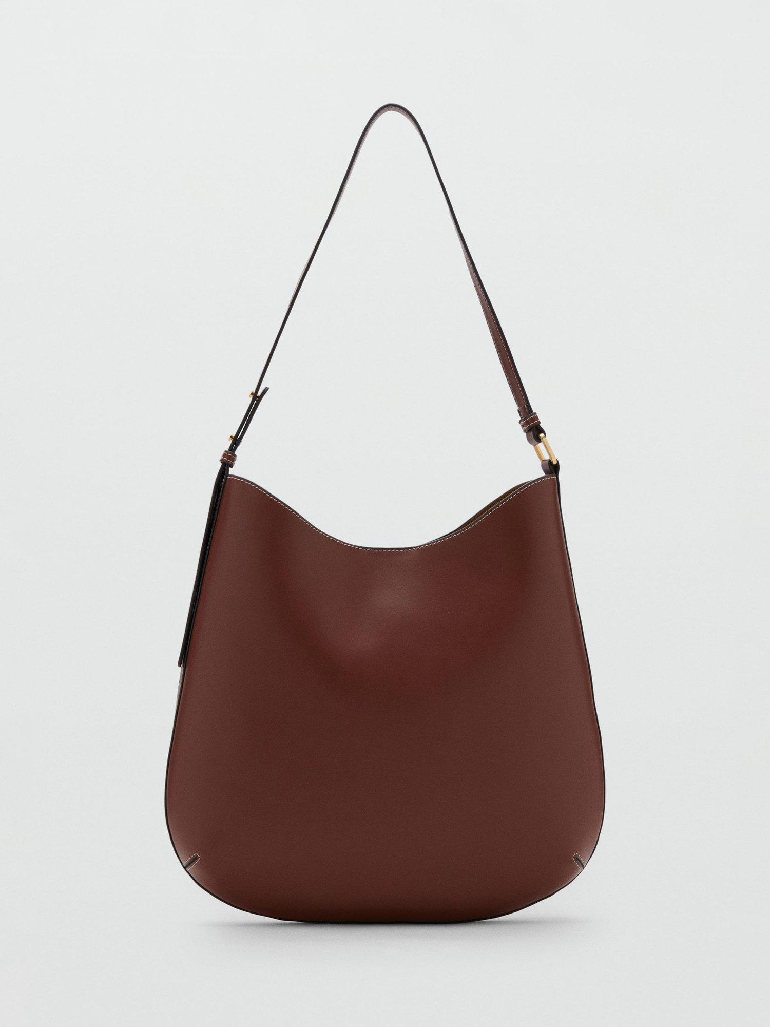 Product image 1 of 6, which shows Mango Romeo Faux Leather Large Shoulder Bag, Brown
