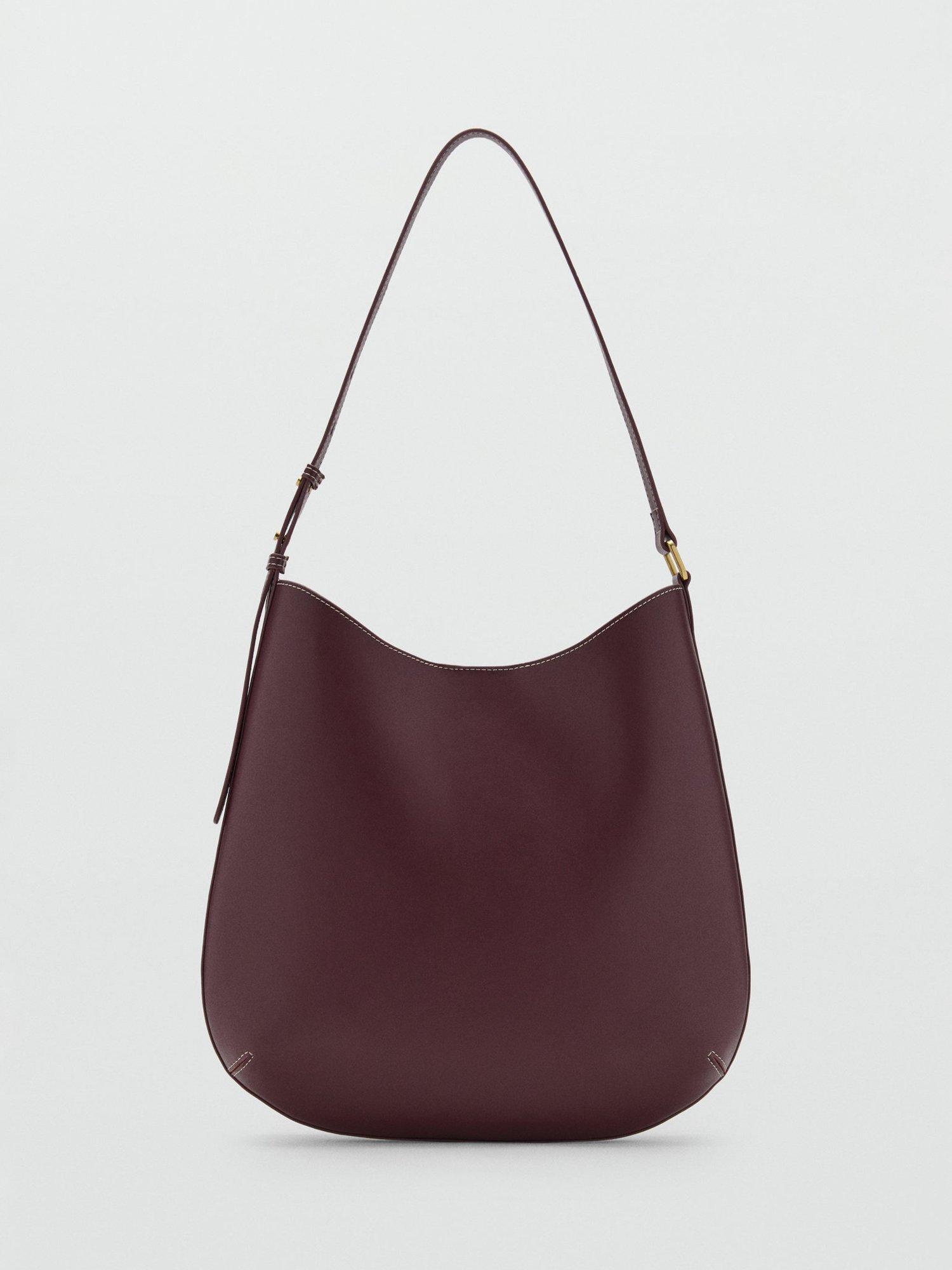 Product image 1 of 4, which shows Mango Romeo Faux Leather Large Shoulder Bag, Dark Red