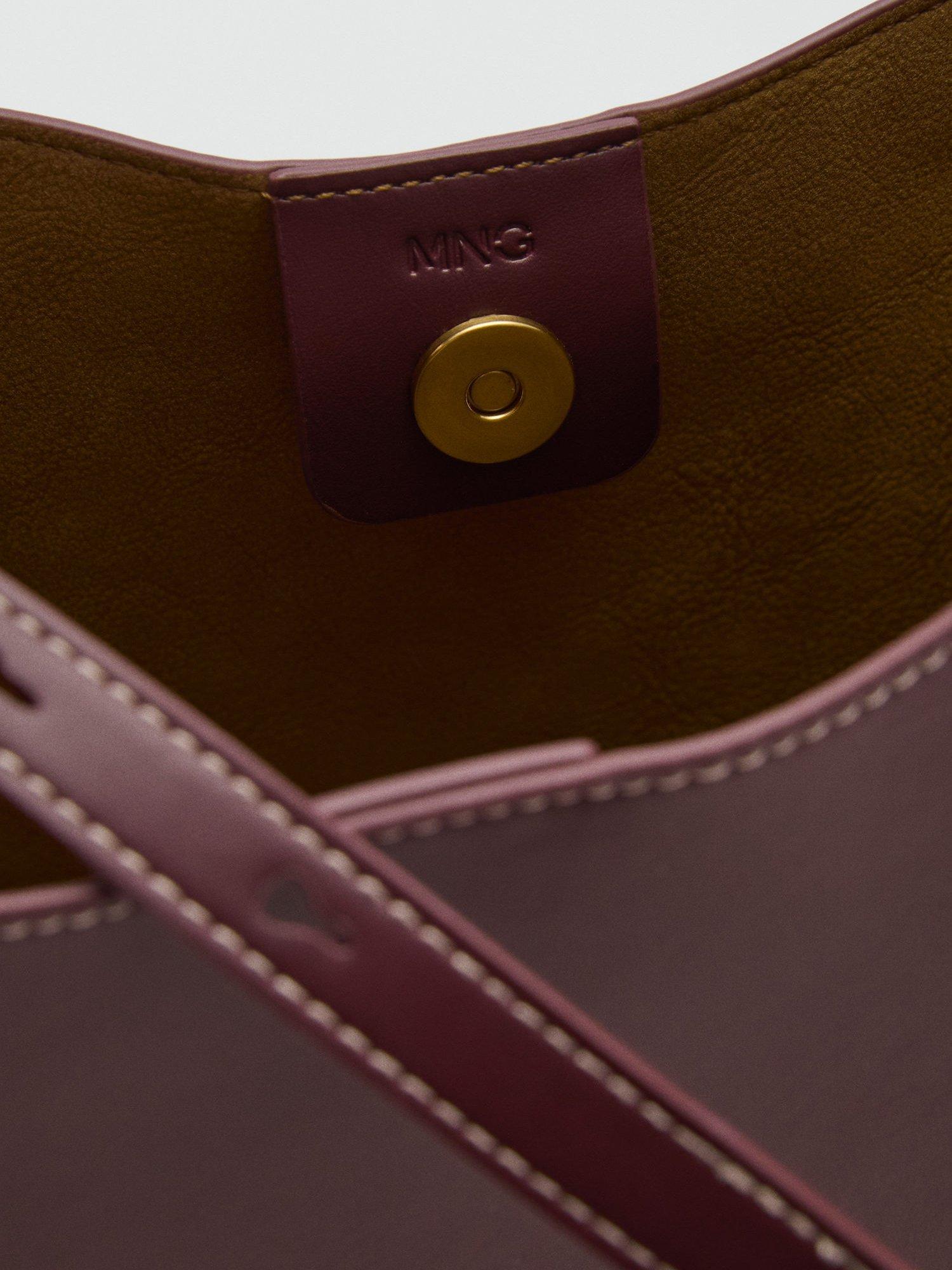 Product image 3 of 4, which shows Mango Romeo Faux Leather Large Shoulder Bag, Dark Red