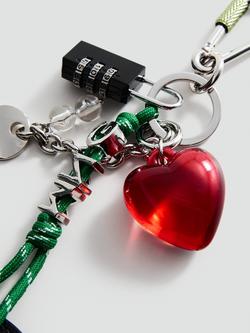 Mango Chunky Heart and Padlock Keyring, Green - view 2, Green
