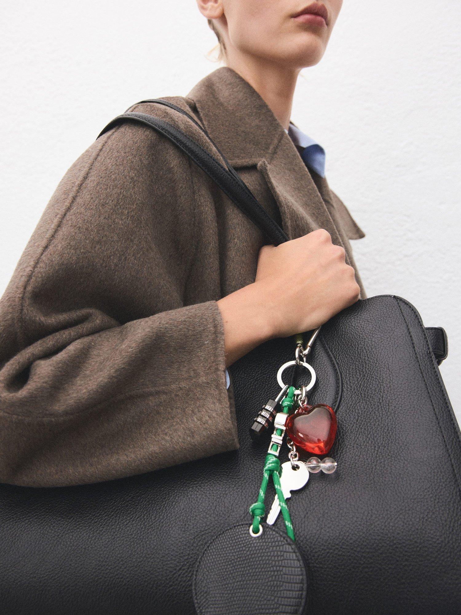 Product image 4 of 4, which shows Mango Chunky Heart and Padlock Keyring, Green