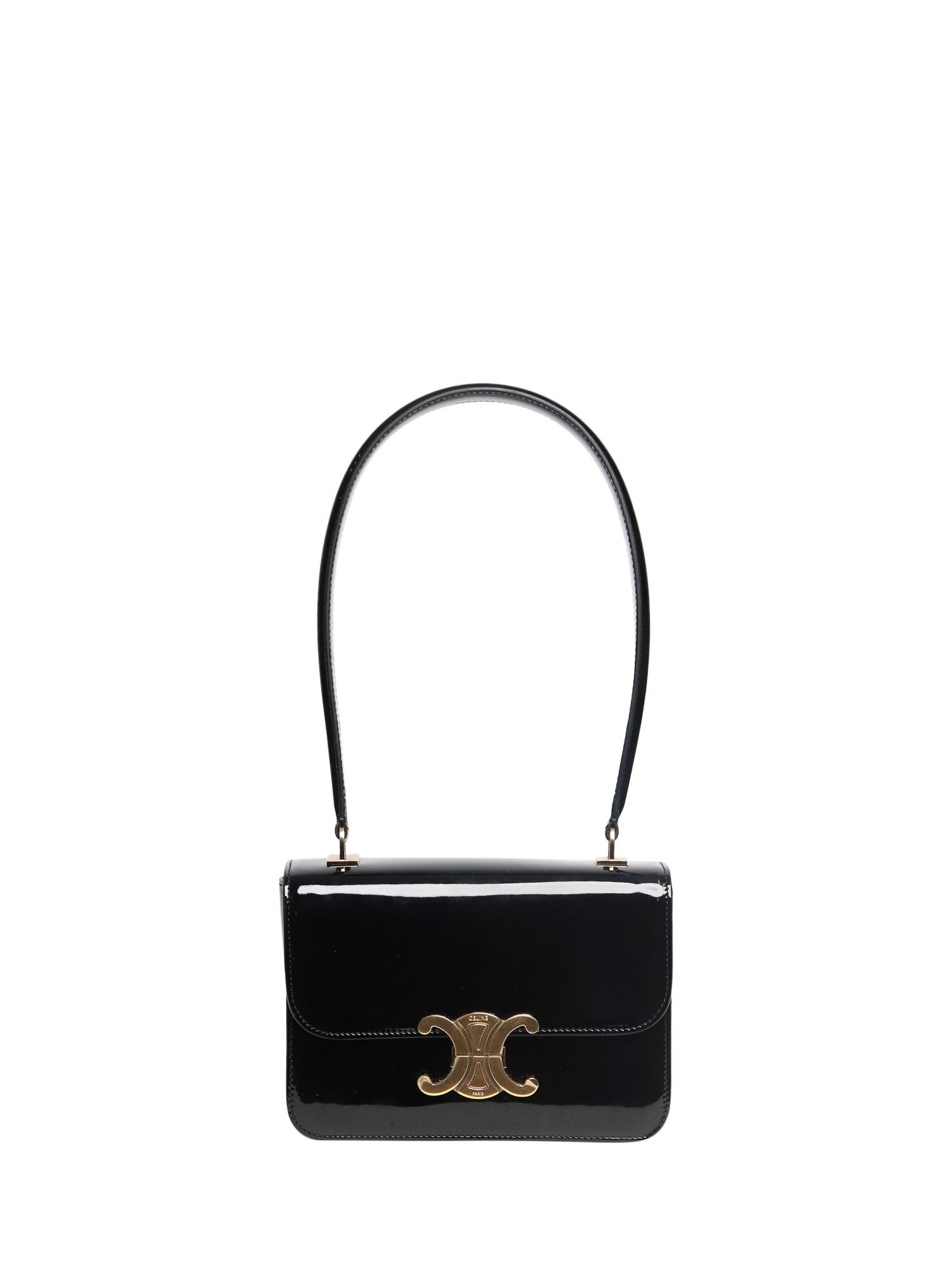 Product image 1 of 9, which shows Pre-loved CELINE Teen Garance Patent Leather Shoulder Bag, Black