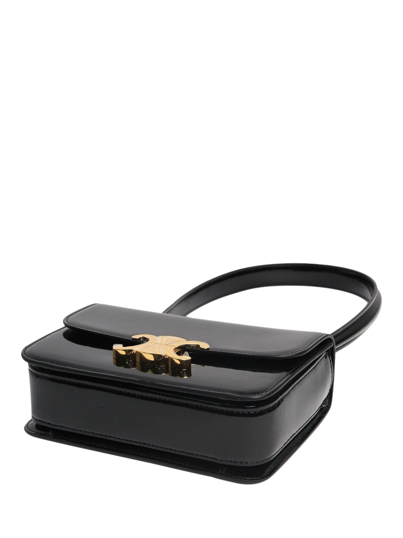 Product image 4 of 9, which shows Pre-loved CELINE Teen Garance Patent Leather Shoulder Bag, Black