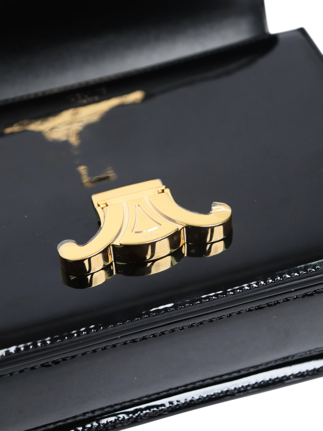 Product image 6 of 9, which shows Pre-loved CELINE Teen Garance Patent Leather Shoulder Bag, Black