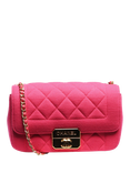 Pre-loved CHANEL 2014 Chic with Me Mini Diamond Quilted Jersey and Leather Single Flap Cross Body Bag, Fuschia