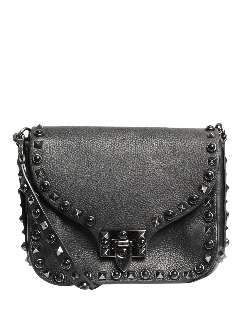 Pre-loved Valentino Rockstud Leather Shoulder Bag, Black