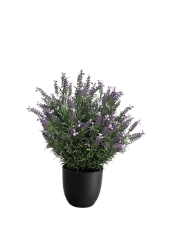 Vistafolia Artificial French Lavender Bush & Pot, H75cm, Green/Pink, Purple