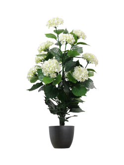 Vistafolia Artificial Hydrangea Bush in Pot, H90cm, Green/White, White