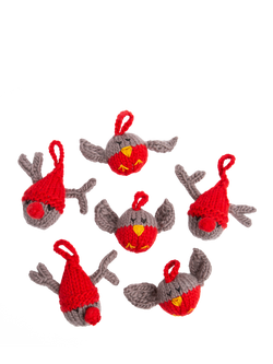 Wool Couture Reindeer and Robin Baubles Knitting Kit, Submarine