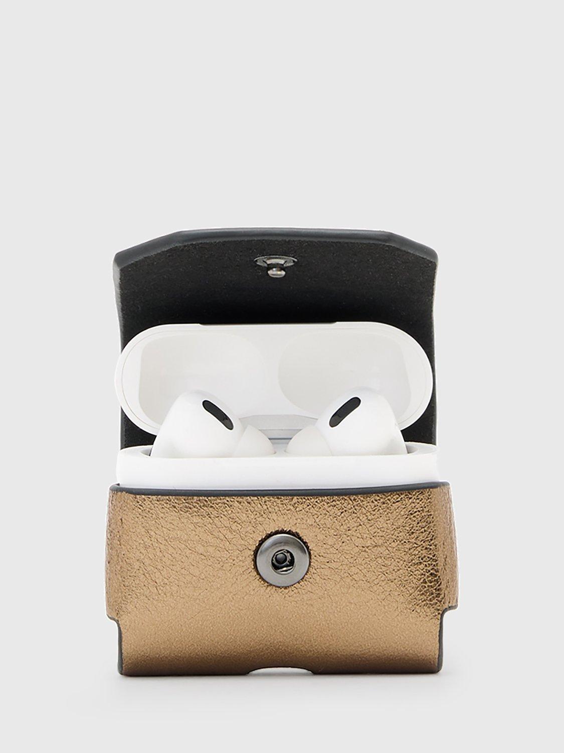 Product image 2 of 5, which shows AllSaints Metallic Leather Airpod Case, Gold