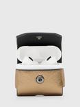 AllSaints Metallic Leather Airpod Case, Gold