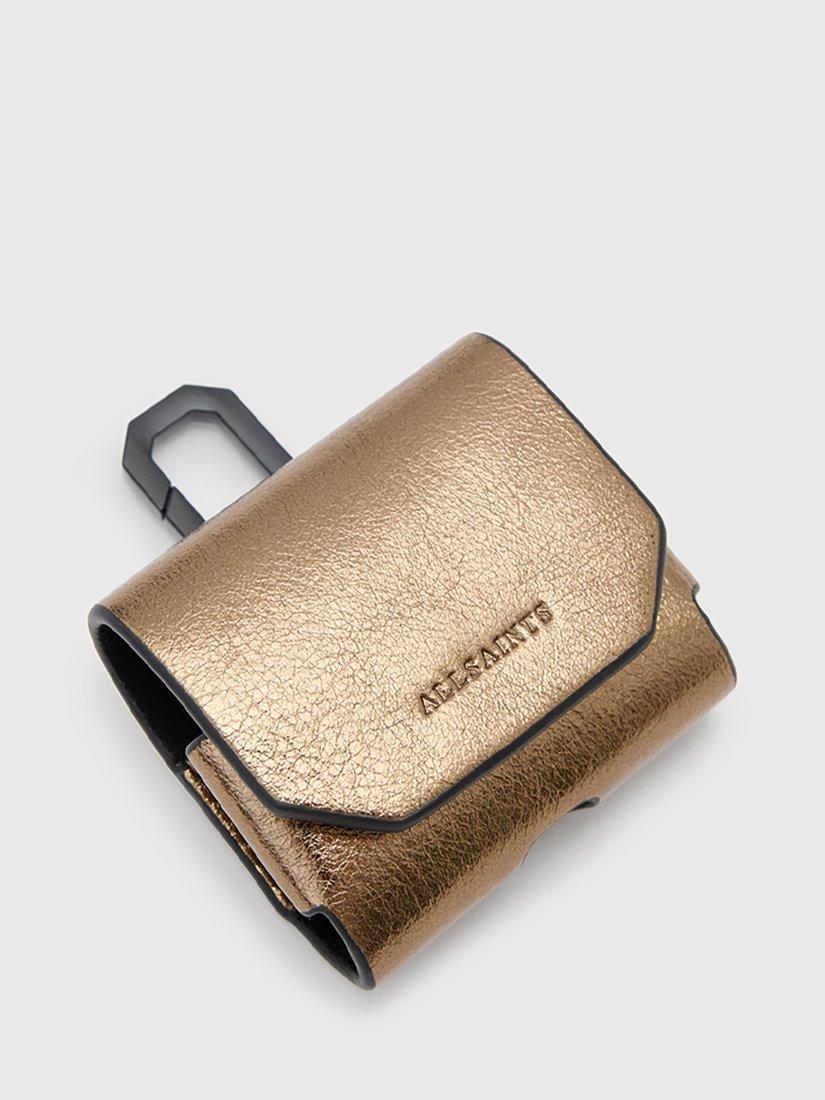 Product image 4 of 5, which shows AllSaints Metallic Leather Airpod Case, Gold