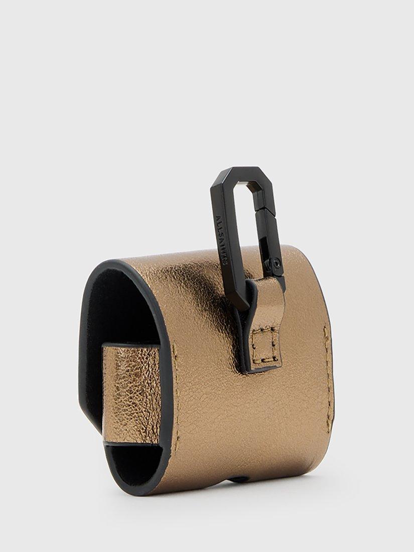 Product image 5 of 5, which shows AllSaints Metallic Leather Airpod Case, Gold