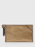 AllSaints Metallic Leather Hex Card Holder, Bronze
