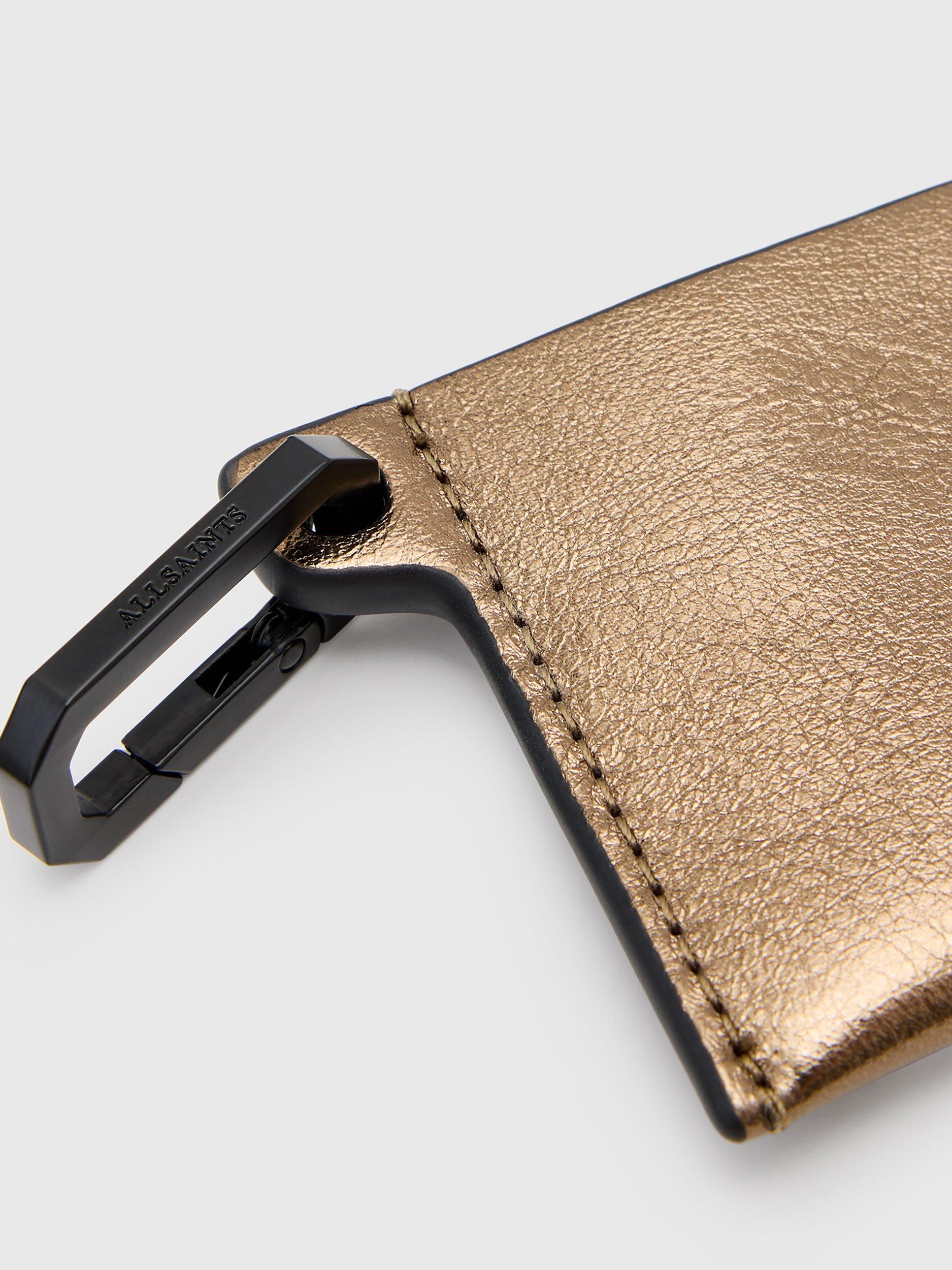 Product image 5 of 6, which shows AllSaints Metallic Leather Hex Card Holder, Bronze