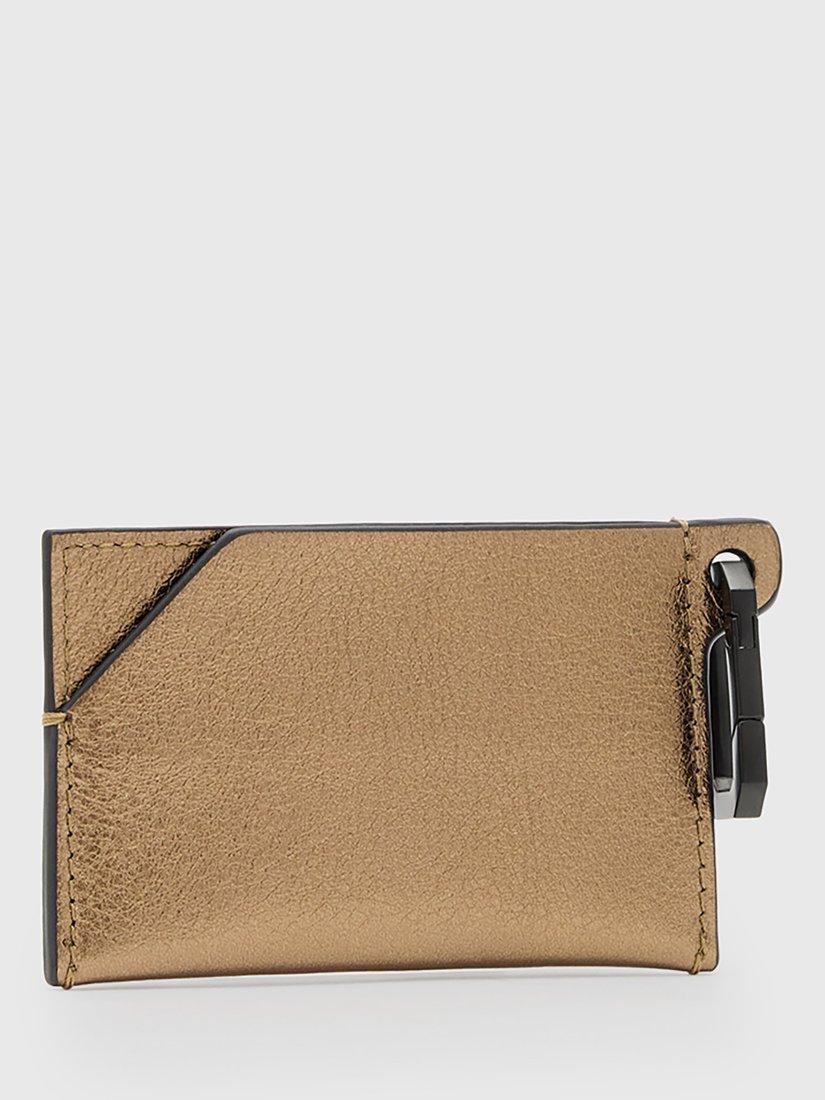 Product image 6 of 6, which shows AllSaints Metallic Leather Hex Card Holder, Bronze