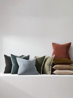 West Elm Cotton Velvet Cushion Cover, Olive - view 2, Olive