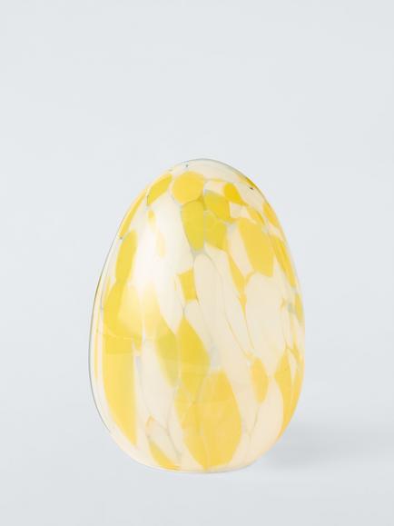 John Lewis Confetti Glass Egg Decoration, Yellow, L18.6cm, Yellow Multi