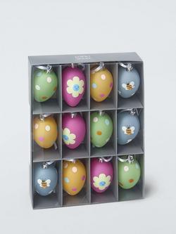 John Lewis Decorated Plastic Egg Hanging Decorations, Pack of 12, Multi - view 2, Multi