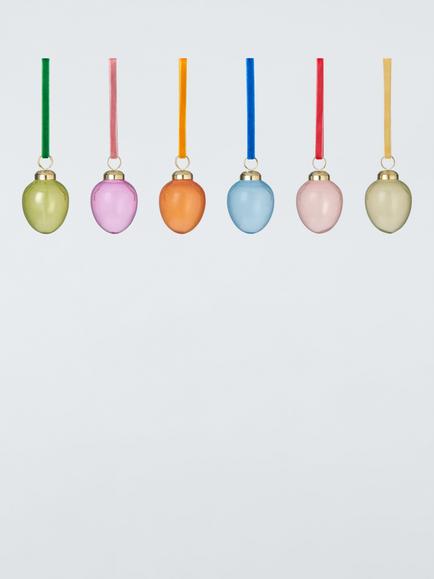 John Lewis Clear Glass Egg Hanging Decorations, Pack of 6, Multi, Multi