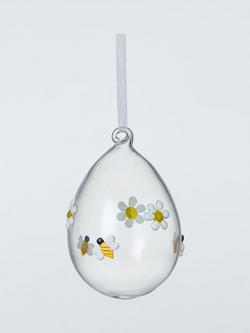 John Lewis Bee and Daisy Glass Egg Hanging Decoration, Multi, Multi