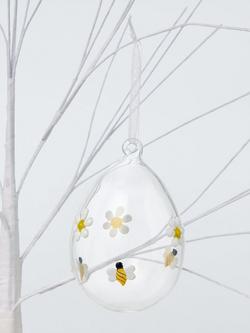 John Lewis Bee and Daisy Glass Egg Hanging Decoration, Multi - view 2, Multi
