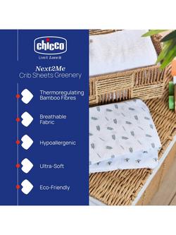 Chicco Next2Me Bamboo Crib Sheets, Pack of 2, Greenery - view 2, Greenery