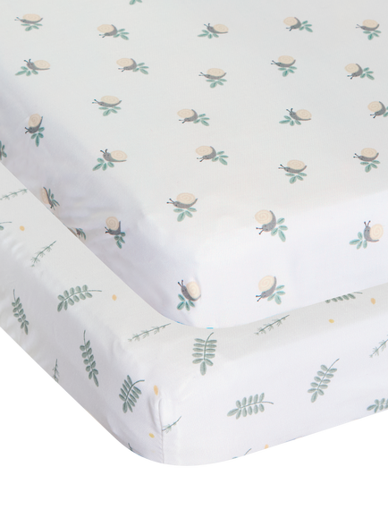 Chicco Next2Me Forever Bamboo Cot Sheets, Pack of 2, Greenery, Greenery