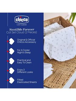 Chicco Next2Me Forever Cot Sheets, Pack of 2, Cloud - view 2, Cloud