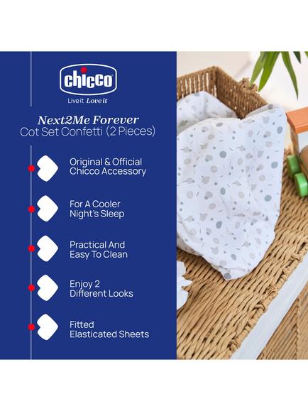 Chicco Next2Me Fitted Sheets, Pack of 2, Confetti - view 2, Confetti