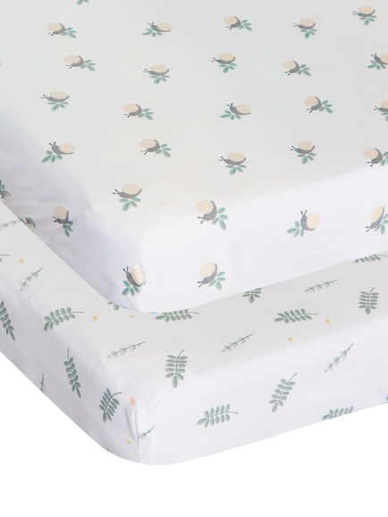 Chicco Next2Me Twins Crib Bamboo Fitted Crib Sheets, Pack of 2, Greenery, Greenery