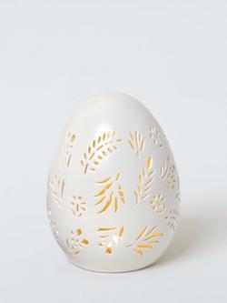 John Lewis Cutwork LED Ceramic Egg, White, H17.5cm, White