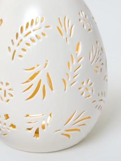 John Lewis Cutwork LED Ceramic Egg, White, H17.5cm - view 2, White