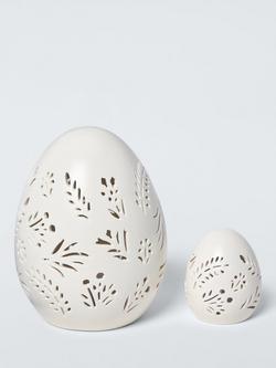 John Lewis Cutwork LED Ceramic Egg, White, H17.5cm - view 2, White