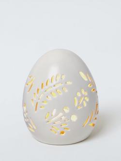 John Lewis Cutwork LED Ceramic Egg, White, H8cm, White
