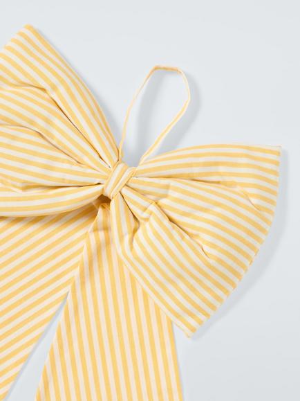 John Lewis Oversized Striped Bow, Yellow - view 2, Yellow/White