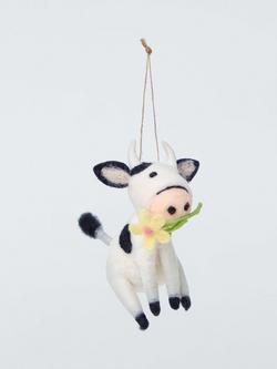 John Lewis Felt Cow Hanging Decoration, White