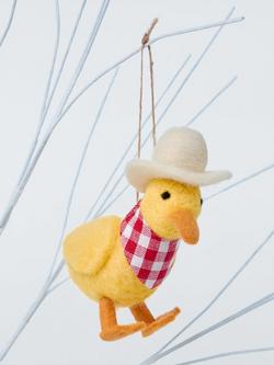 John Lewis Felt Barn Dance Duck Hanging Decoration - view 2, Multi Yellow