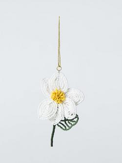 John Lewis Beaded Daisy Hanging Decoration, White