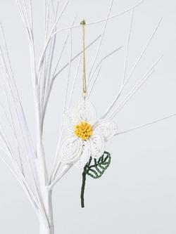 John Lewis Beaded Daisy Hanging Decoration - view 2, White
