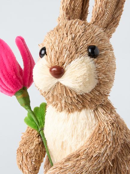John Lewis Straw Bunny with Tulip Decoration - view 2, Natural Straw