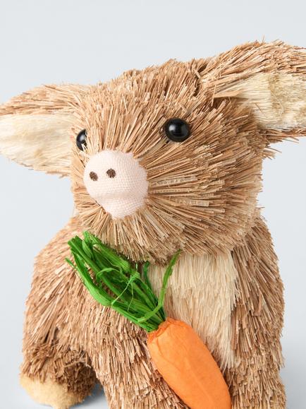 John Lewis Straw Pig with Carrot Decoration - view 2, Natural Straw